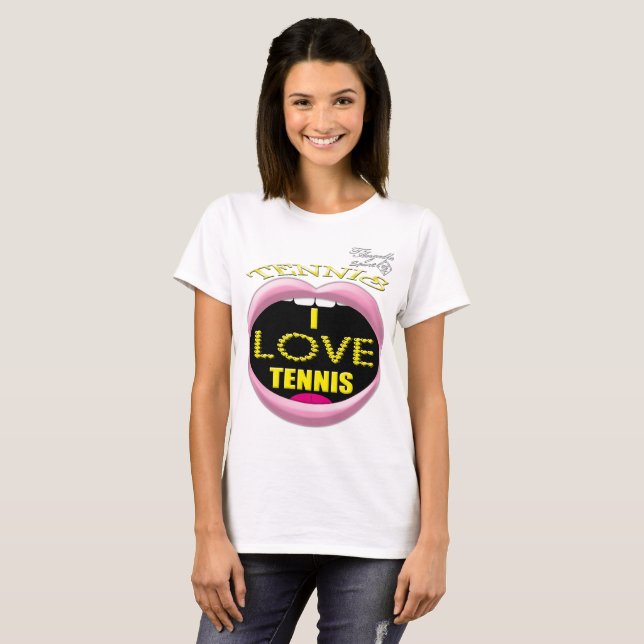J'aime le T-shirt de base des femmes de tennis (Devant entier)