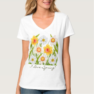 J'aime le T-shirt de jonquille de ressort
