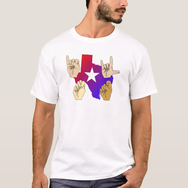 J'AIME LE T-SHIRT DE LANGUE DES SIGNES DU TEXAS (Devant)