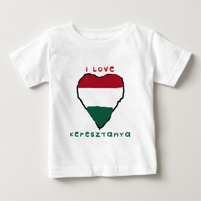 J'aime le T-shirt de nourrisson de Keresztanya (Devant)