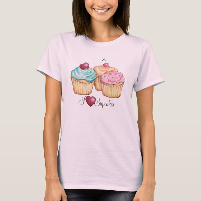 J'aime le T-shirt de petits gâteaux (de coeur) (Devant)