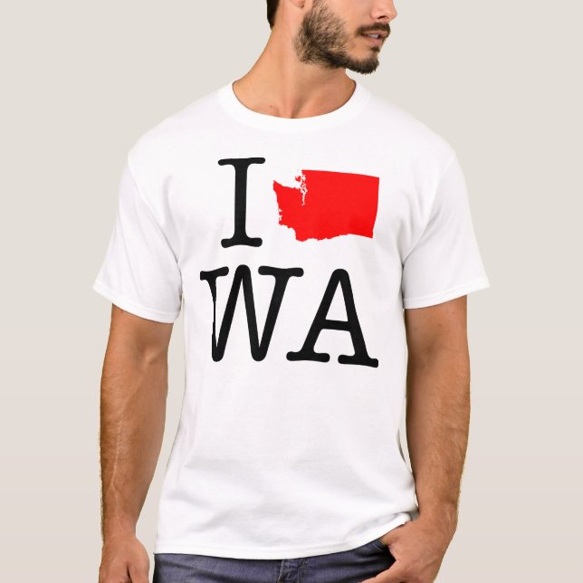 J'aime le T-shirt de WA Washington (Devant)