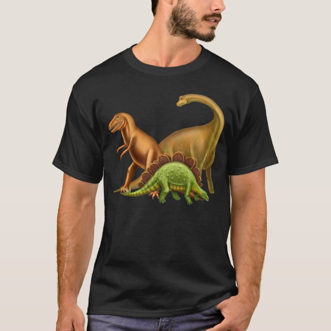 J'aime le T-shirt foncé adulte de dinosaures (Devant)