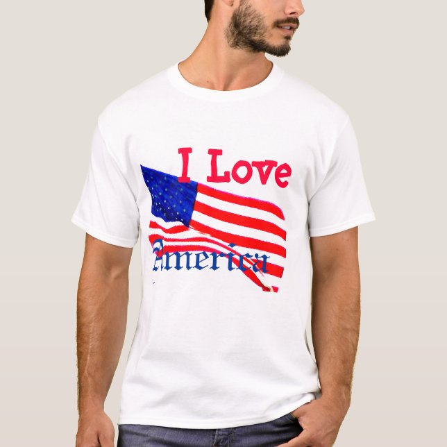 J'aime le T-shirt patriotique de drapeau américain (Devant)