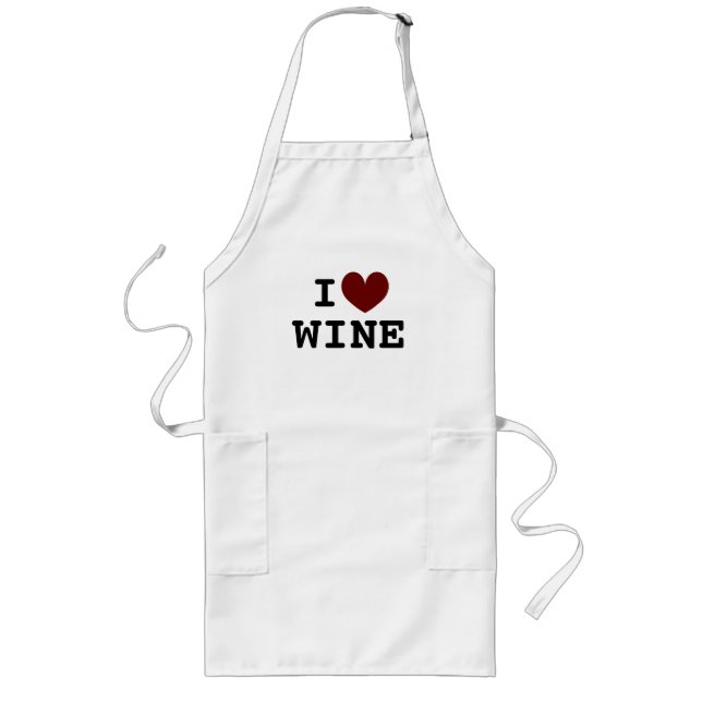 J'aime le vin tablier de cuisine long blanc pour l (Devant)