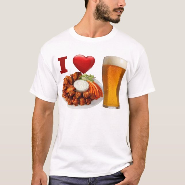 J'aime les ailes de buffle et le T-shirt de bière (Devant)