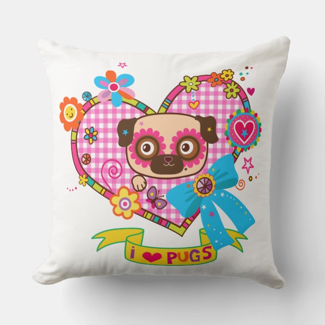 J'Aime Les Carlins ! Coussin (Recto)