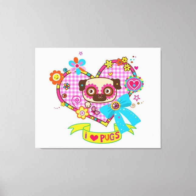 J'Aime Les Carlins ! Impression Canvas (Recto)