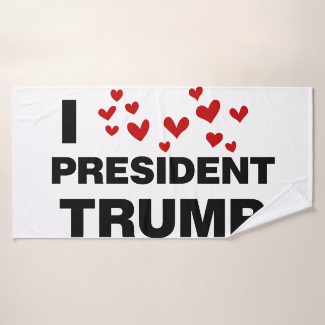 J'aime les coeurs du président Trump (Serviette de bain)