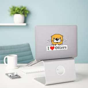 J'Aime Les Loutres. Sticker à tête de Otter