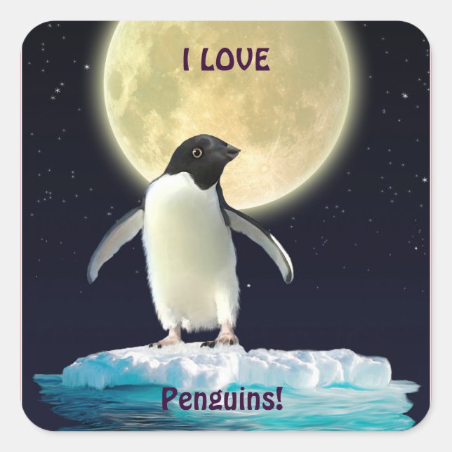 J'AIME LES Stickers Pingouins mignons PENGUINS (Devant)
