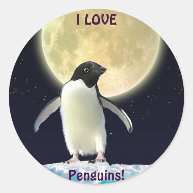 J'AIME LES Stickers Pingouins mignons PENGUINS (Devant)