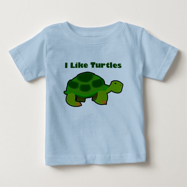 J'aime les tortues - Baby Fine Jersey T-shirt (Devant)