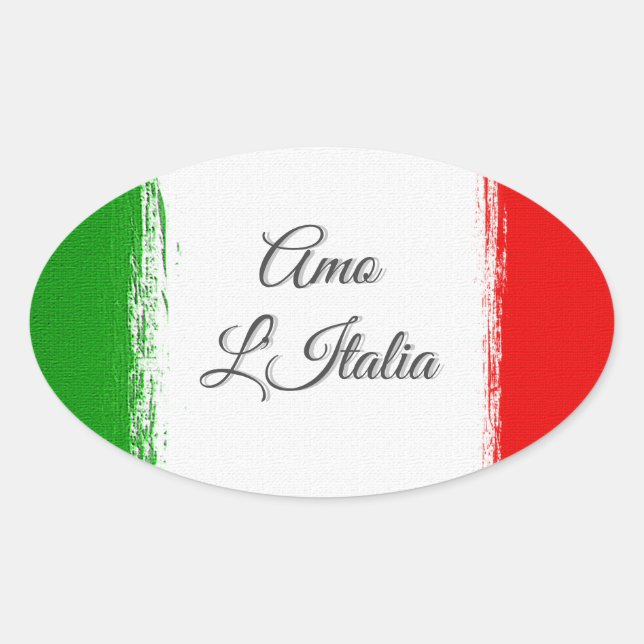 J'aime l'Italie.Drapeau de l'Italie. Autocollant o (Devant)