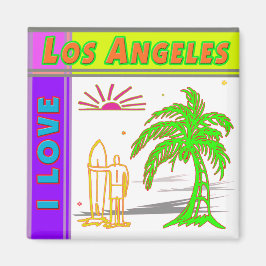 "J'AIME Los Angeles"Sun Palm Tree&Surfer#2 Magnet