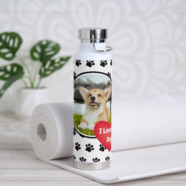 J'aime ma bouteille d'eau photo de chien (Yoga)