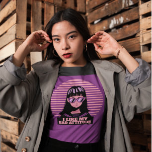 J'AIME MA MAUVAISE ATTITUDE LADIES T-SHIRTS GOTHIQ