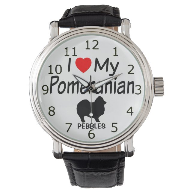 J'Aime Ma Montre Poméranienne De Chien (devant)