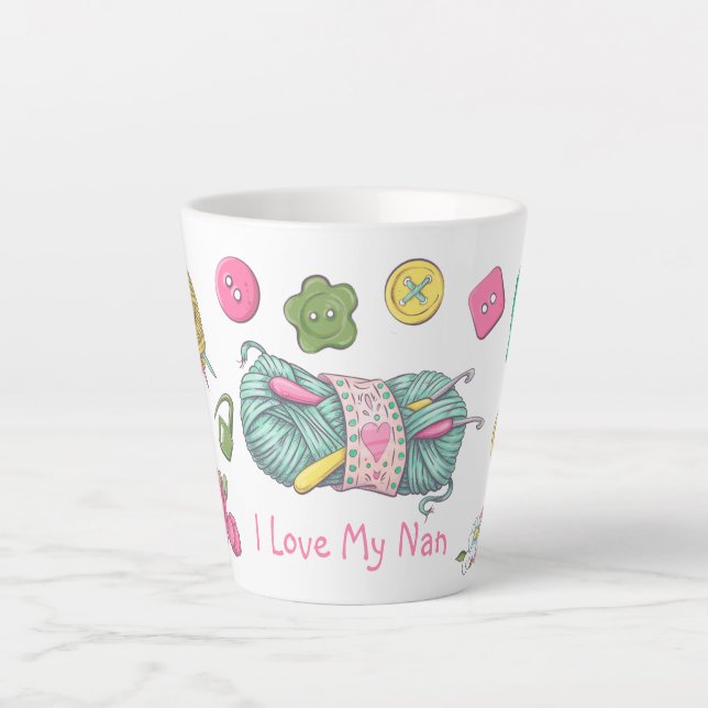 J'Aime Ma Nan Crochet Semaine Latte Mug (Devant)