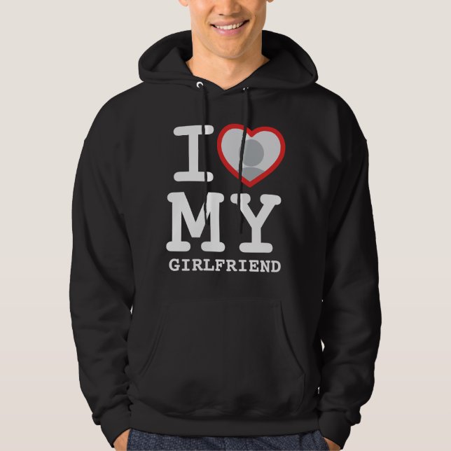 j'aime ma petite amie sweat - shirt à capuche noir (Devant)