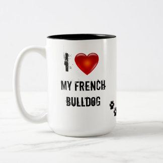 j'aime ma tasse de café de bouledogue français