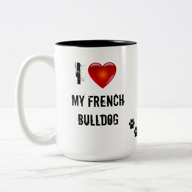 j'aime ma tasse de café de bouledogue français (Gauche)