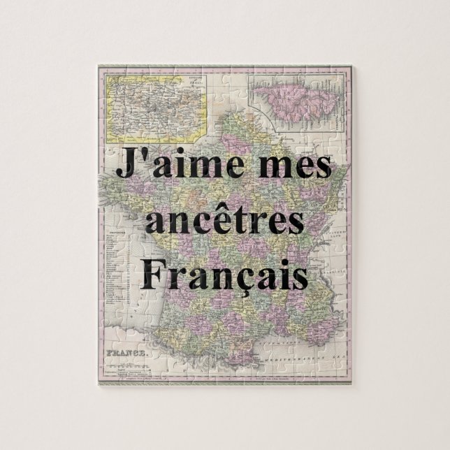 J'aime mes ancêtres français | Puzzle personnalisé (Vertical)