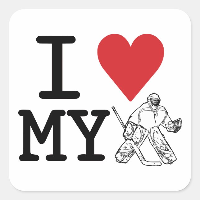 J'aime mes autocollants de gardien de but d'hockey (Devant)