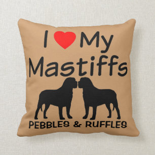 J'Aime Mes Deux Chiens Mastiff Coussin