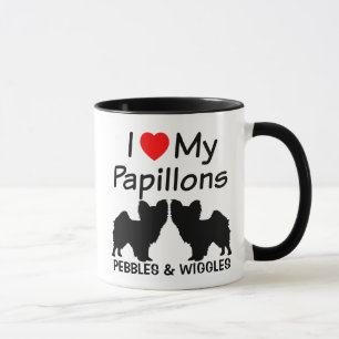 J'Aime Mes Deux Chiens Papillon Mug