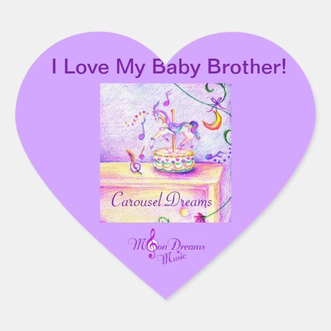 J'Aime Mon Bébé Frère Carrousel Stickers Coeur Car (Devant)