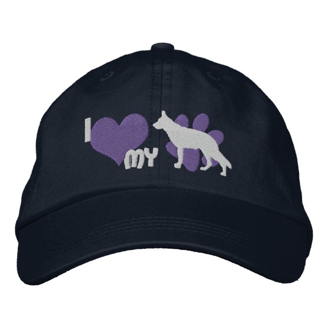 J'aime mon berger allemand Casquette brodé (bleu) (Devant)