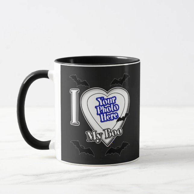 J'Aime Mon Boo Avec Ta Photo Avec Bats Mug (Gauche)