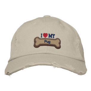 J'Aime Mon Carlin  Chien Bone Brodé Casquette