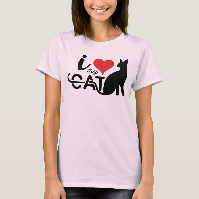 J'aime mon chat noir Valentine T-shirt (Devant)