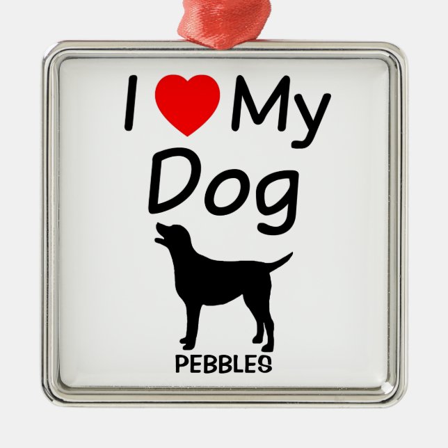 J'aime mon chien ornement de Noël (Devant)