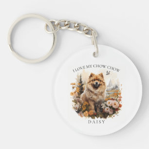 J'Aime Mon Chow Chow Portrait Floral Chien