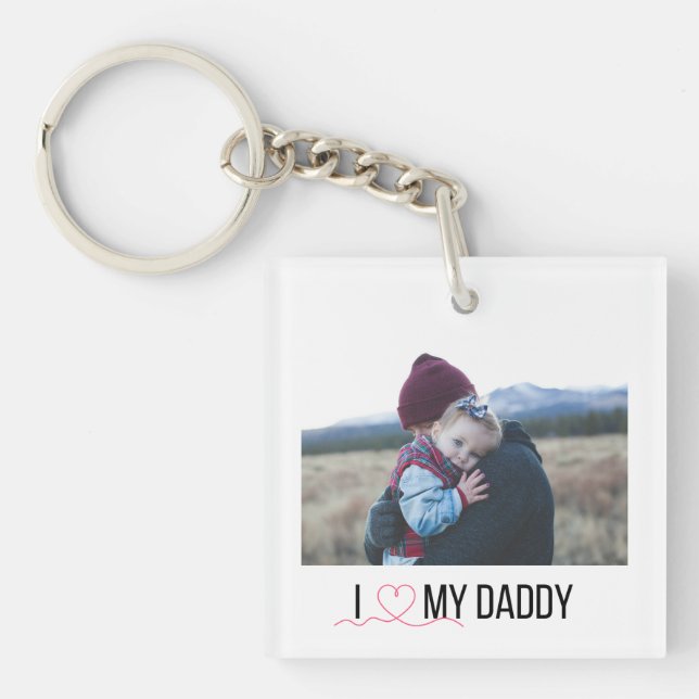 J'AIME MON DADDY PORTE - CLÉ 2 PHOTO PERSONNALISÉE (Devant)