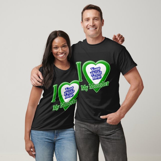 J'Aime Mon Monstre Avec Votre T-Shirt Photo (Unisexe)