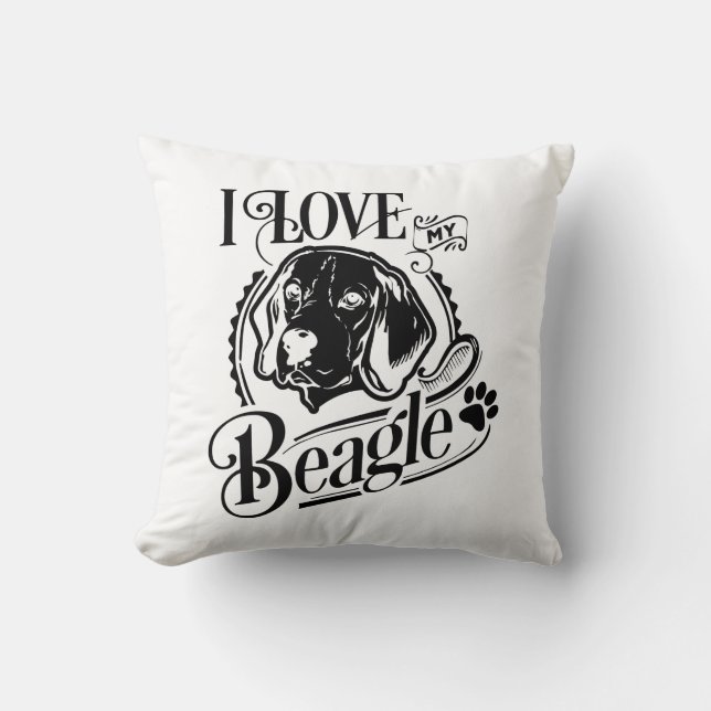 J'aime mon oreiller à lancer Beagle (Recto)