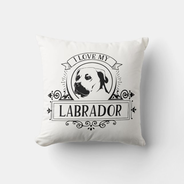 J'aime mon oreiller à lancer Labrador (Recto)