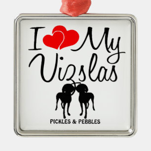 J'Aime Mon Ornement De Deux Vizlas