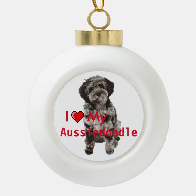 J'aime mon ornement de Noël en céramique Aussidood (Devant)