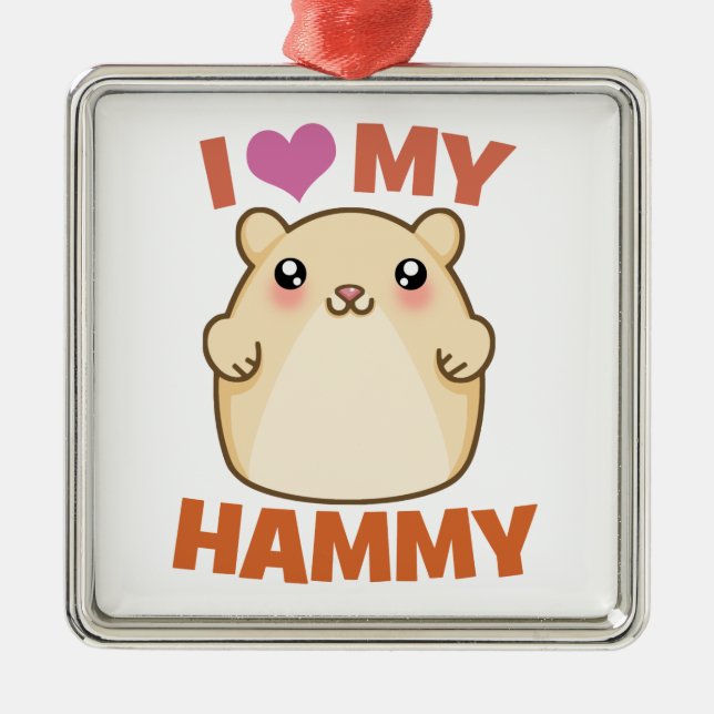 J'aime mon ornement Hammy de vacances de hamster (Devant)