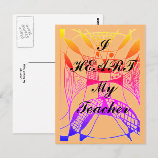 "J'aime mon professeur" carte postale de remerciem