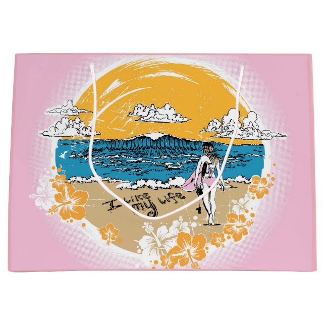 J'aime MON sac de cadeau de fille de surf de la (Devant)