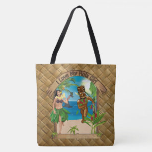 J'aime mon sac fourre-tout à impression de Tiki