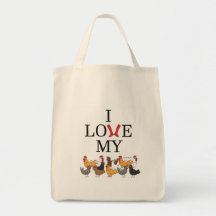 J'aime mon sac fourre-tout à poulets