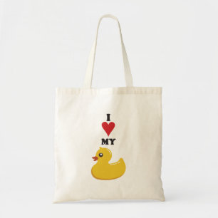 J'aime mon sac fourre-tout en caoutchouc à canard