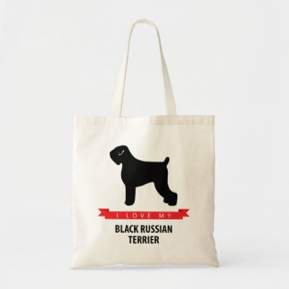 J'aime mon sac fourre-tout noir à Terrier de Russe